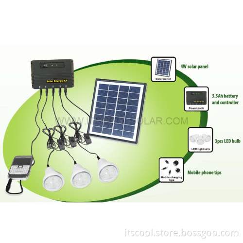 4W Solar Light with 3 Lamps USB Charger